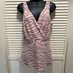 CAbi Pink Gray V-Neck Sophia Cami‎ Wrap Front Sleeveless Blouse Size 8 NWT